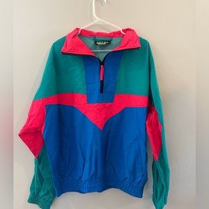 Dual Control Vintage Men’s Colorful Windbreaker Jacket Nylon